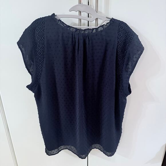 DANIEL RAINN Sasha Lace Trim Blouse | XXL | Navy - Picture 4 of 8